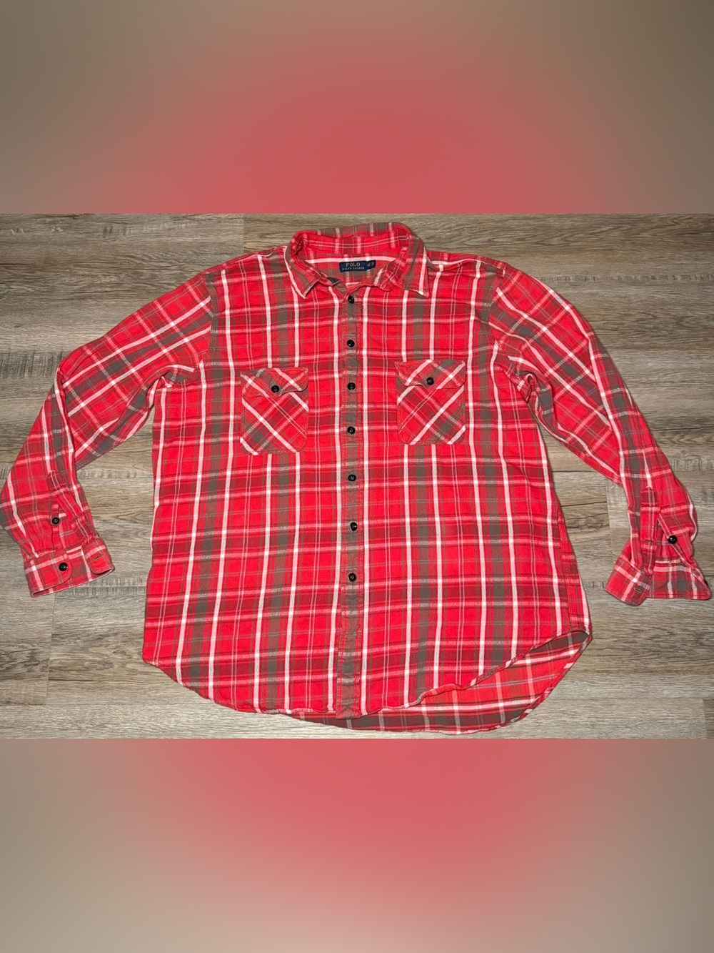 Ralph Lauren Red and Brown Plaid Button-Down Shirt